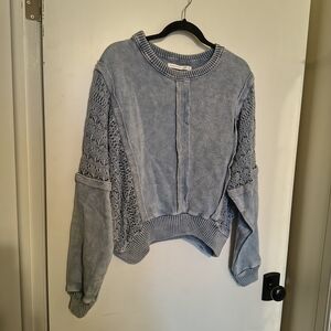 Altar'd State Dusty Blue Cropped Crewneck Sweater